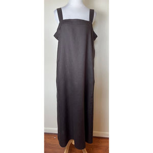 Eileen Fisher Square Neck Organic Linen Sundress Size Large Espresso Brown